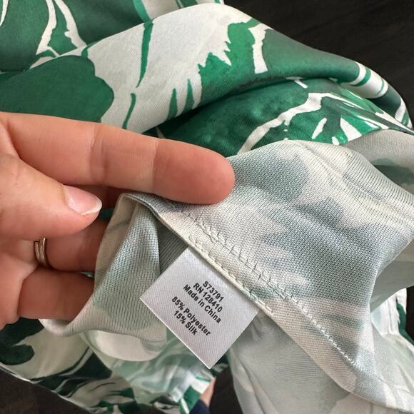 ANN MASHBURN  Paige Maxi Dress Green Watercolor Leaf Mikado Size Small New - Picture 5 of 7